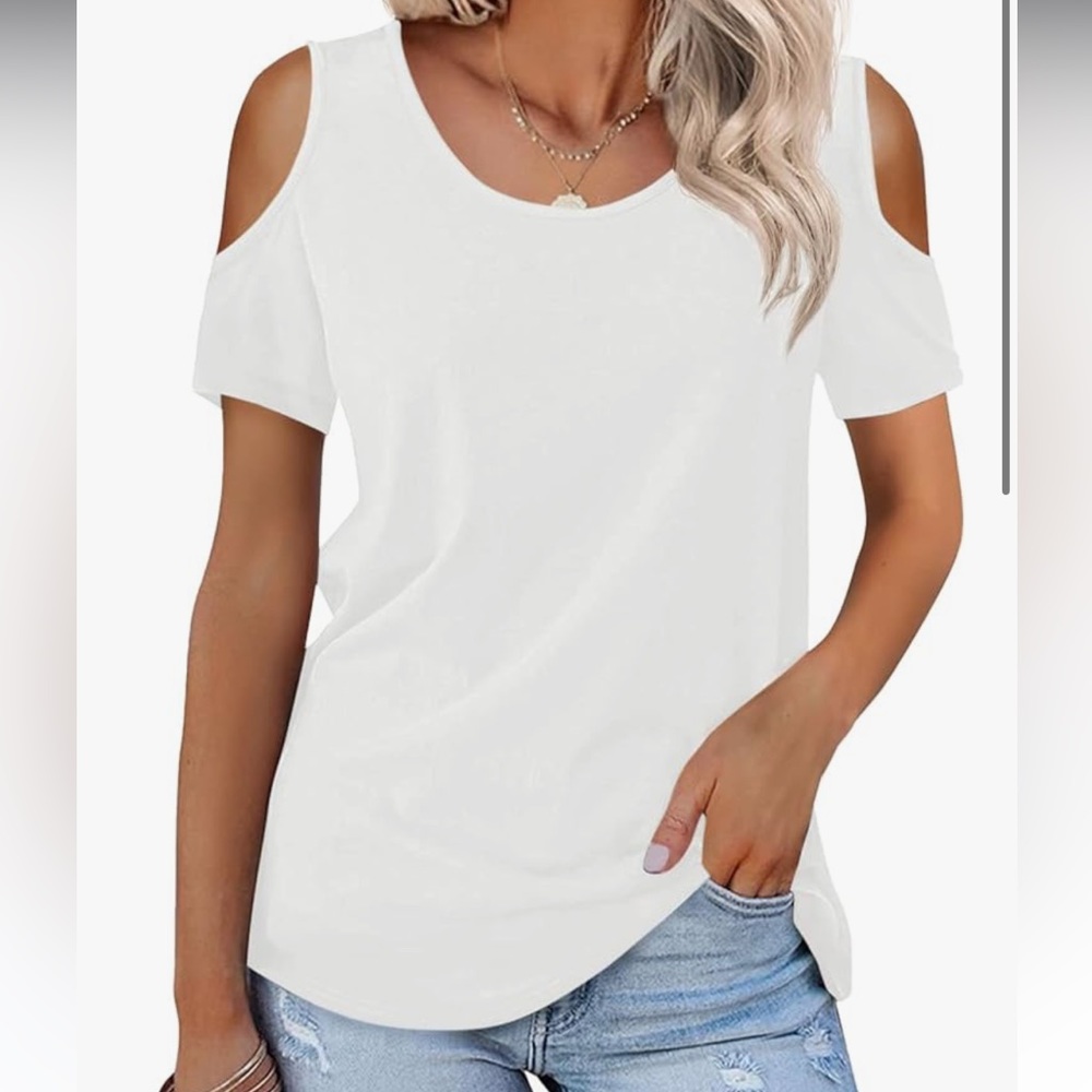 PrinStory Women's Blouse Tunic Tops Short/Long Sleeve Cold Off Shoulder